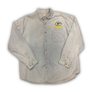 Vintage 90’s Embroidered Packers Denim Button Down
